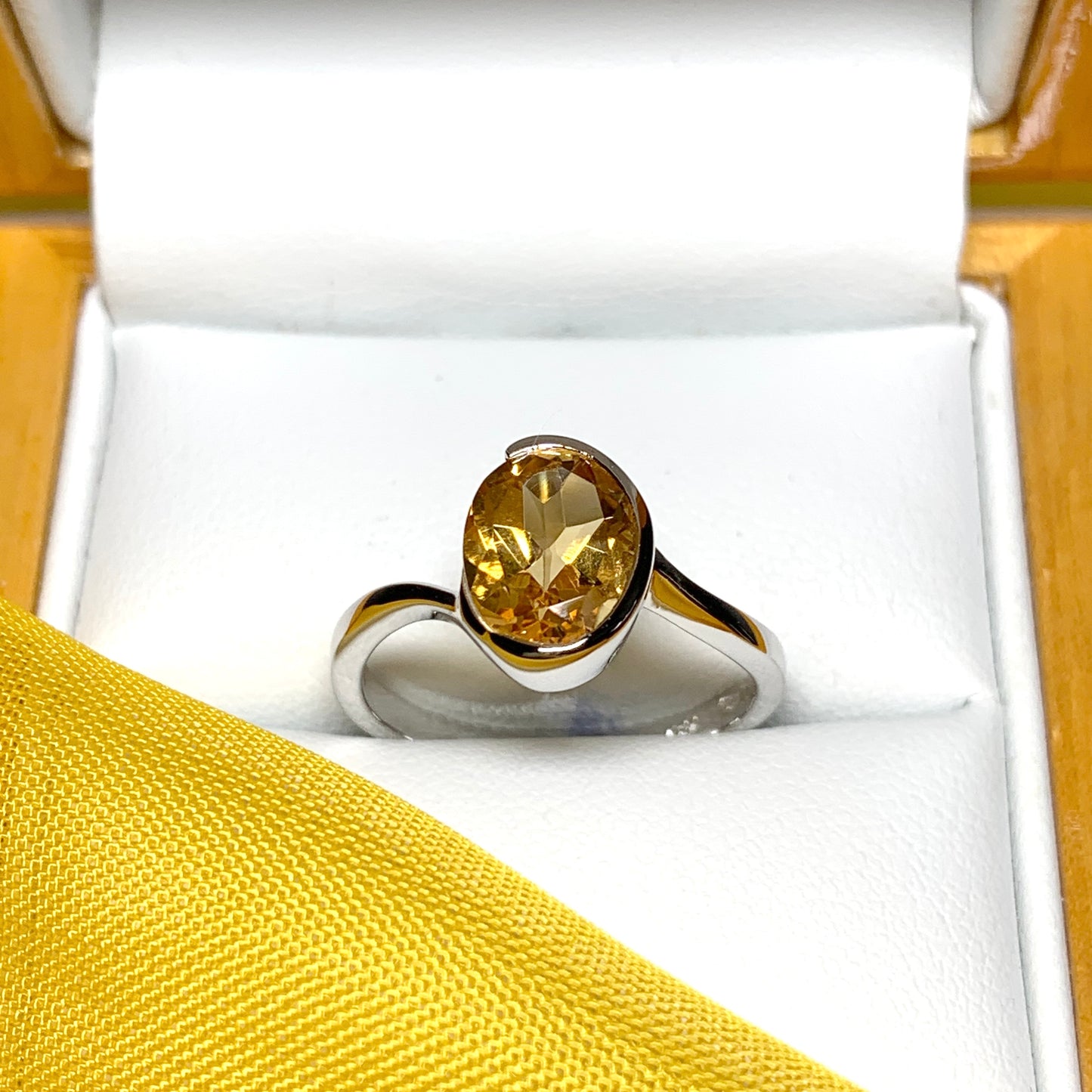 Real citrine ring fancy oval swirl sterling silver