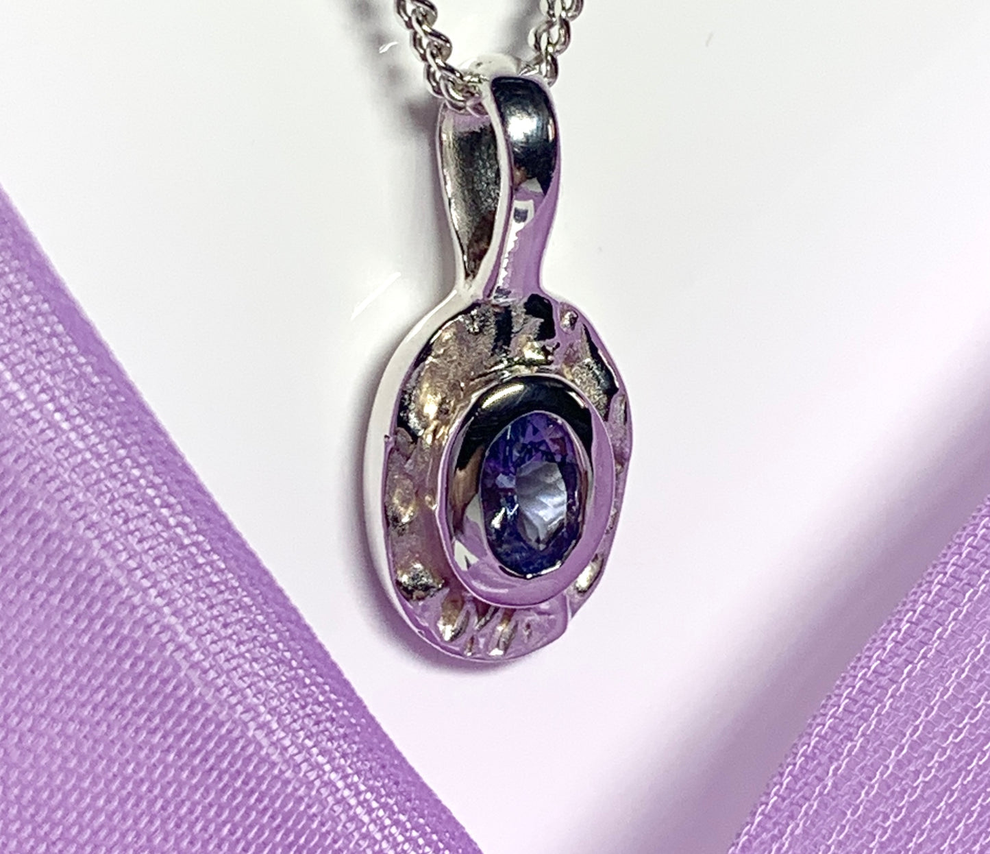 Real tanzanite oval necklace sterling silver