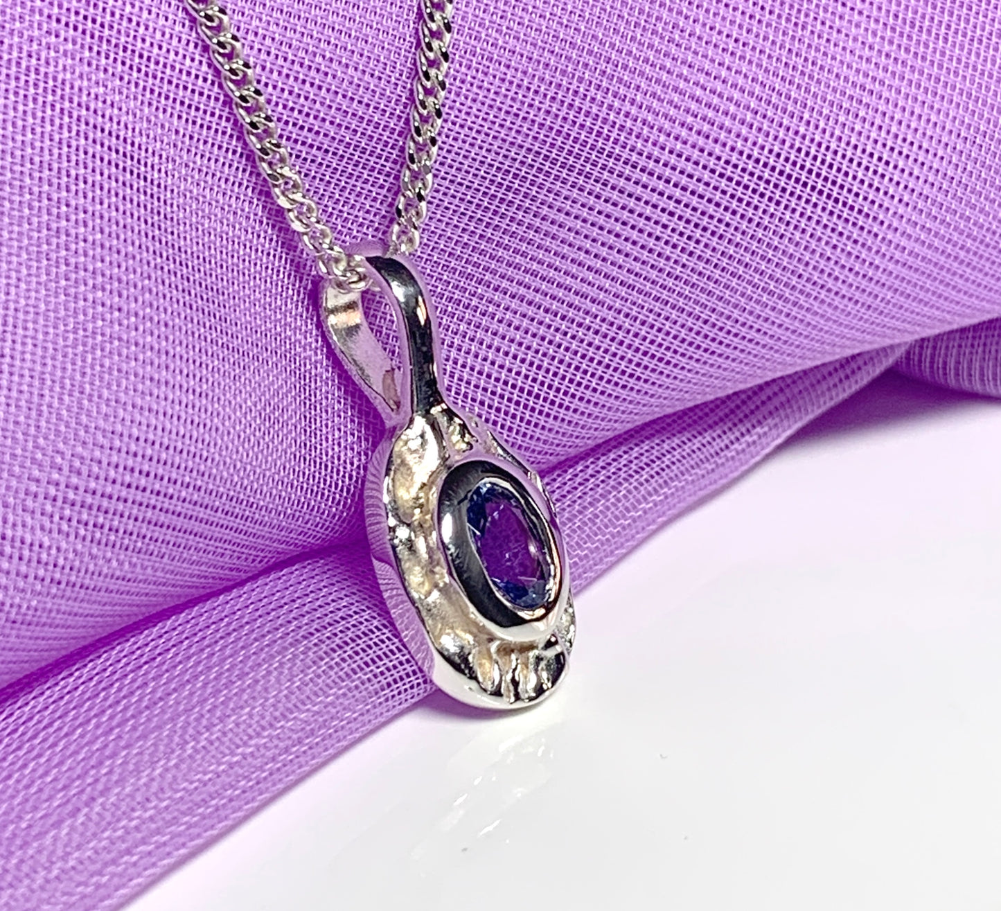 Real tanzanite oval necklace sterling silver