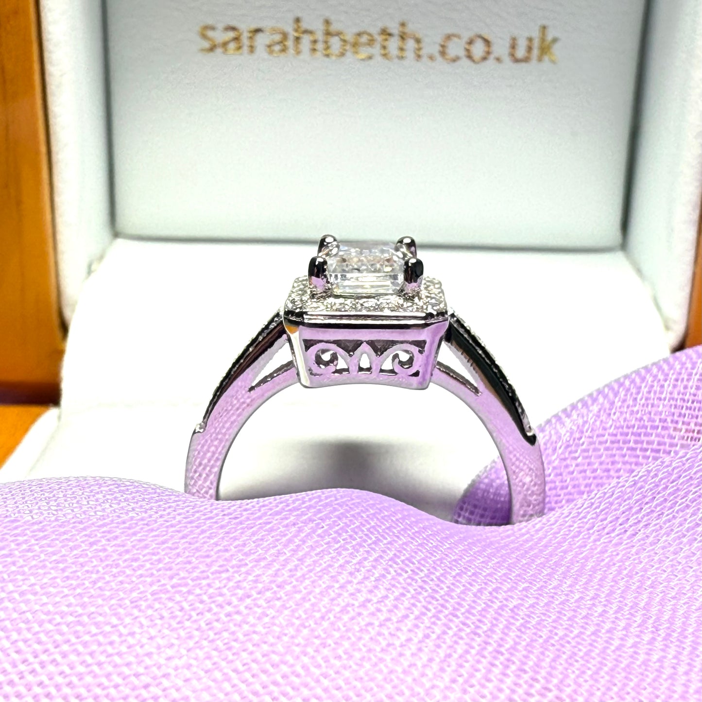 Rectangular Ladies Silver Cluster Ring