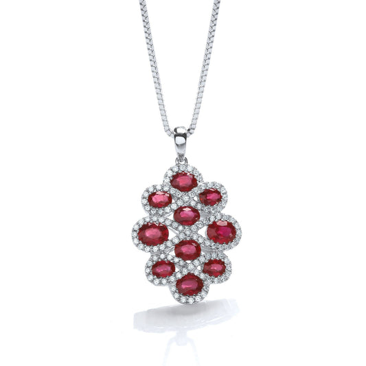 Red Ruby And Diamond 18 Carat White Gold Necklace