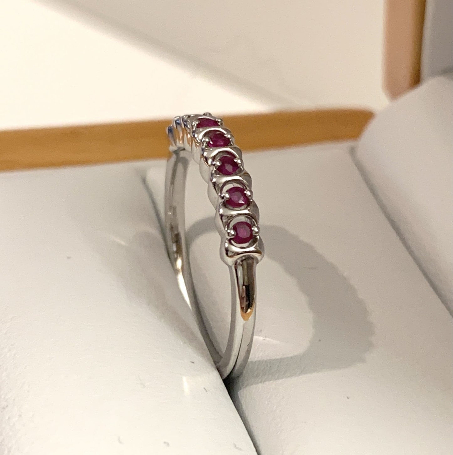 Real red ruby eternity ring white gold