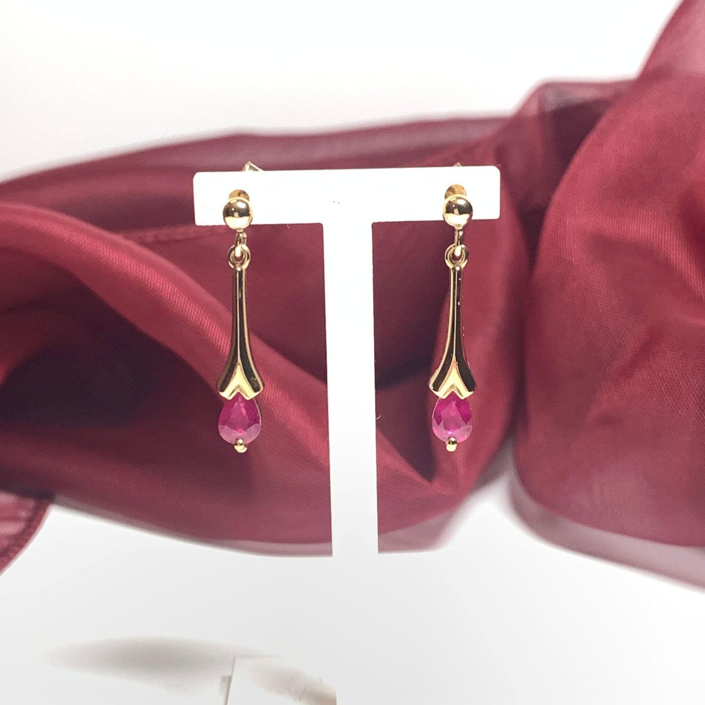 Ruby Yellow Gold Drop Earrings