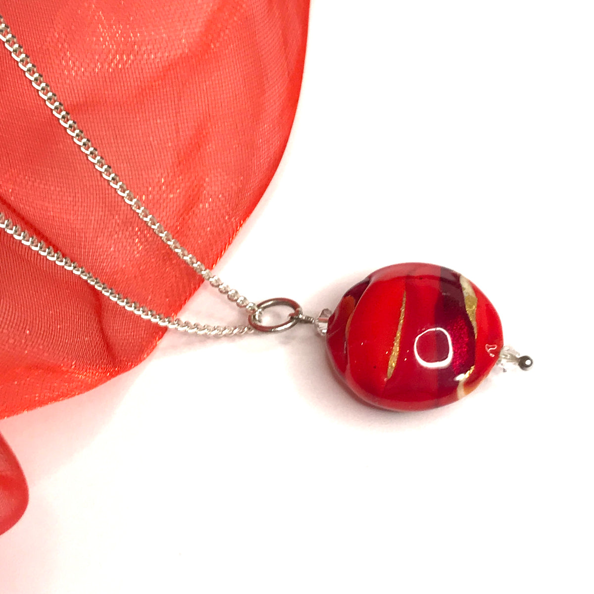 Red Gold Murano Gold Bead Necklace