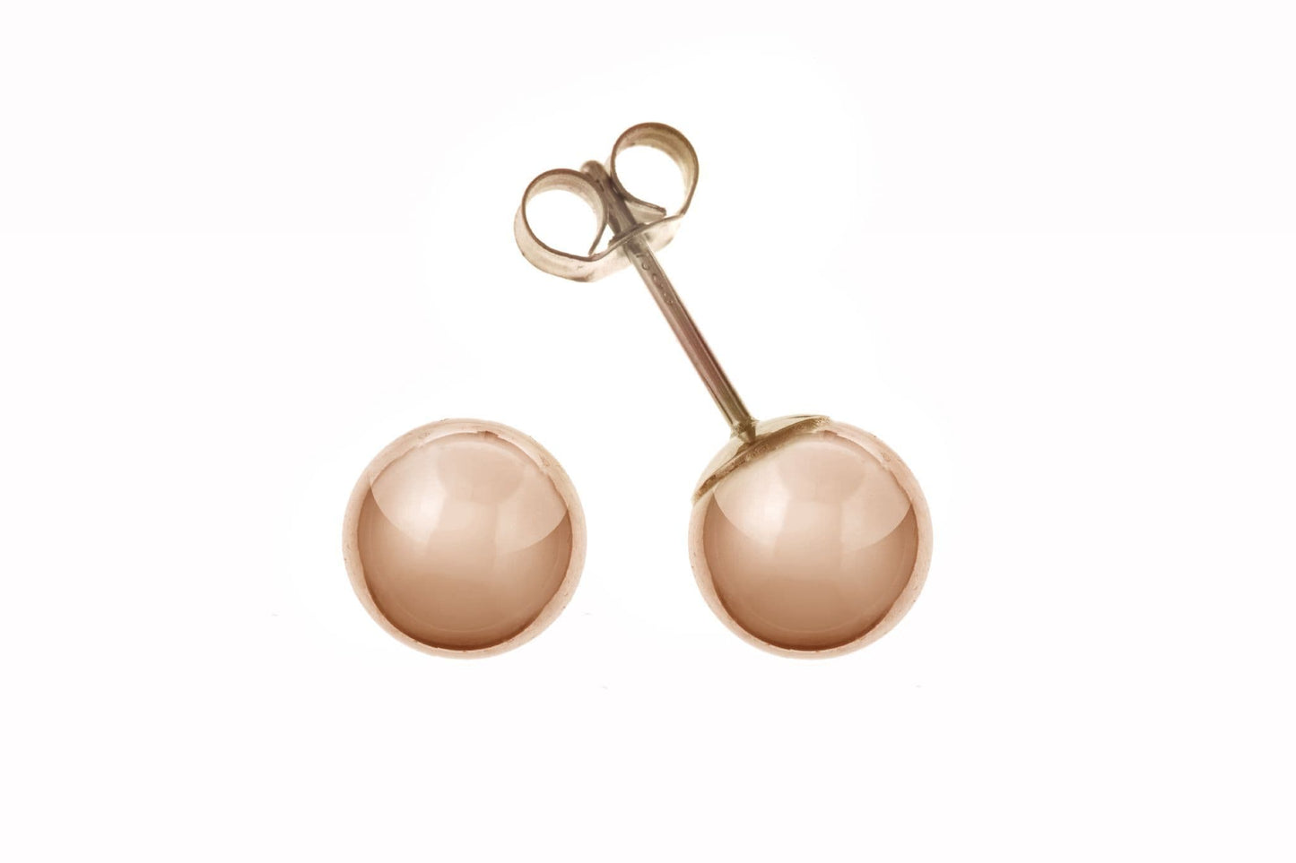 Rose Gold Plain Polished Ball Stud Earrings