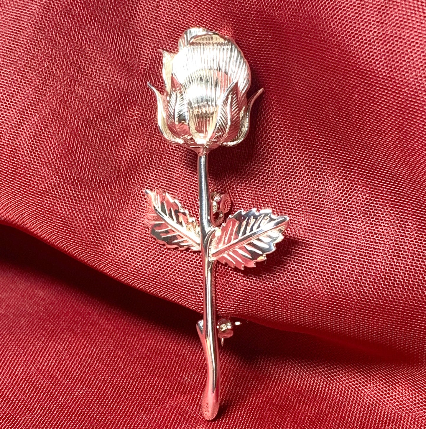 Sterling Silver Rose Shaped Brooch