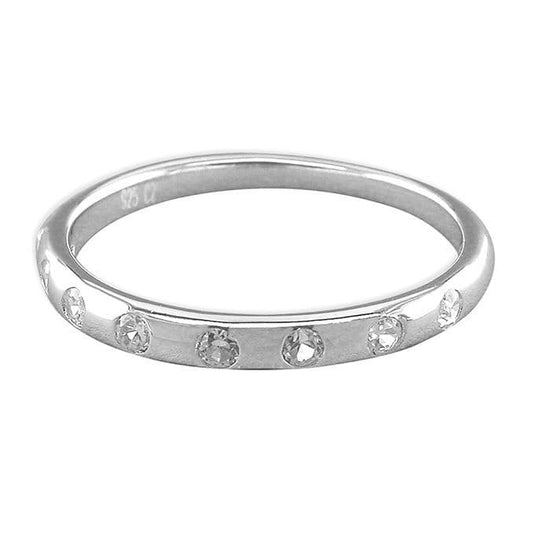 Round Sterling Silver Cubic Zirconia Eternity Or Wedding Ring