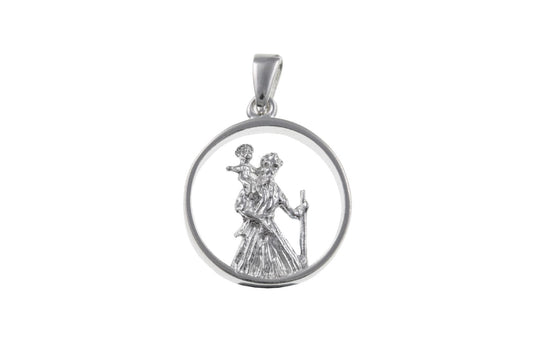 Round sterling silver St. Christopher including chain 16 mm