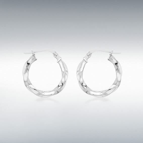 Round Twisted White Gold Earrings