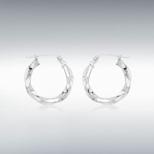 Round Twisted White Gold Earrings