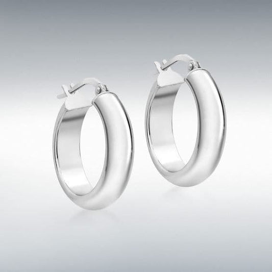 Round White Gold Earrings Plain Polished Curve