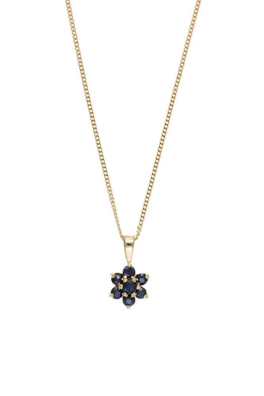 Round Yellow Gold Sapphire Cluster Necklace