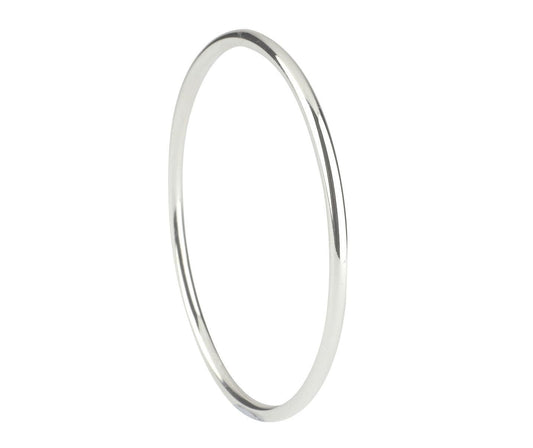 Rounded plain sterling silver polished round slave bangle 2.5 mm