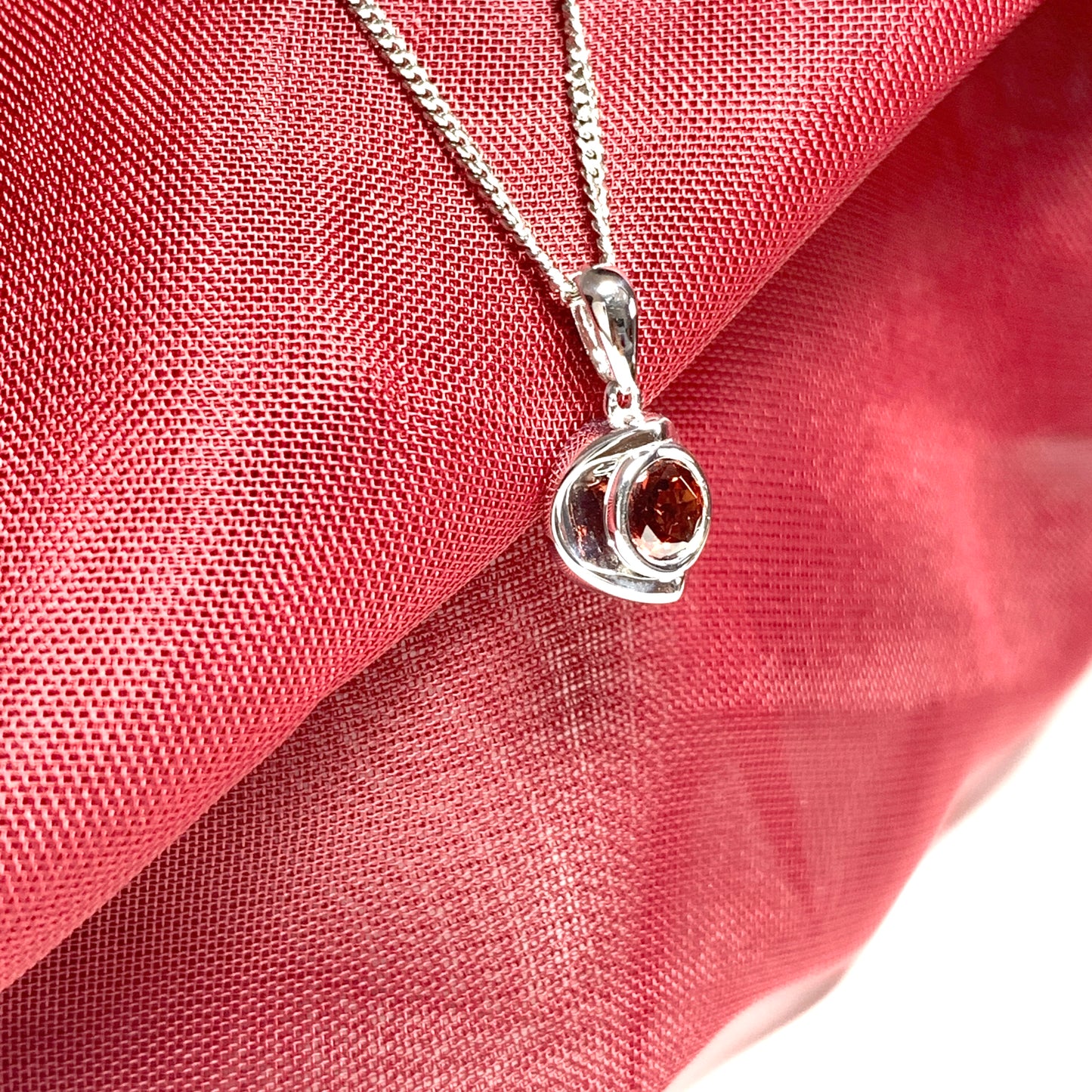 Round garnet sterling silver necklace