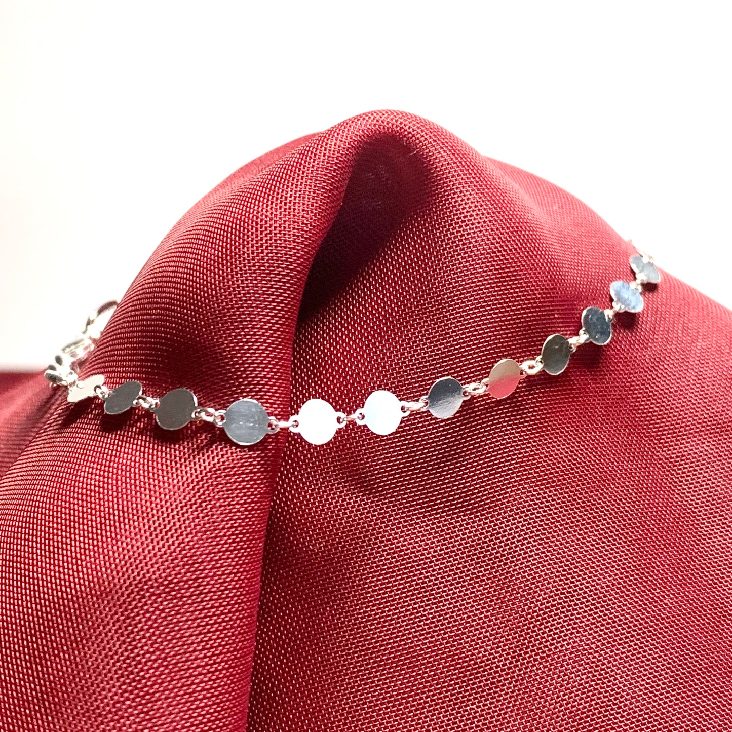 Round link ladies polished sterling silver bracelet