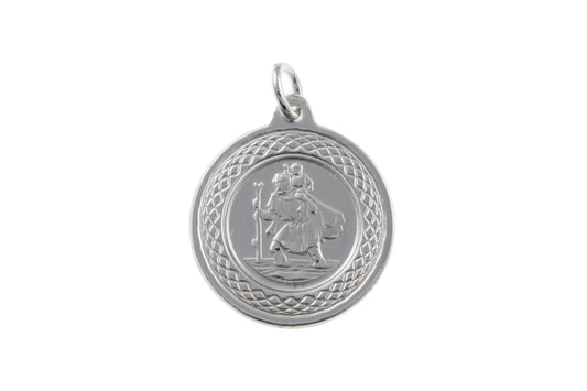 Sterling silver round St. Christopher 17 mm