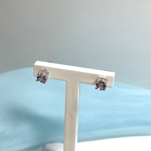 Round tanzanite white gold stud earrings