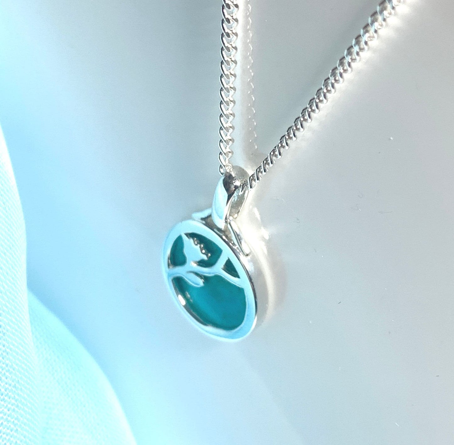 Round turquoise sterling silver necklace