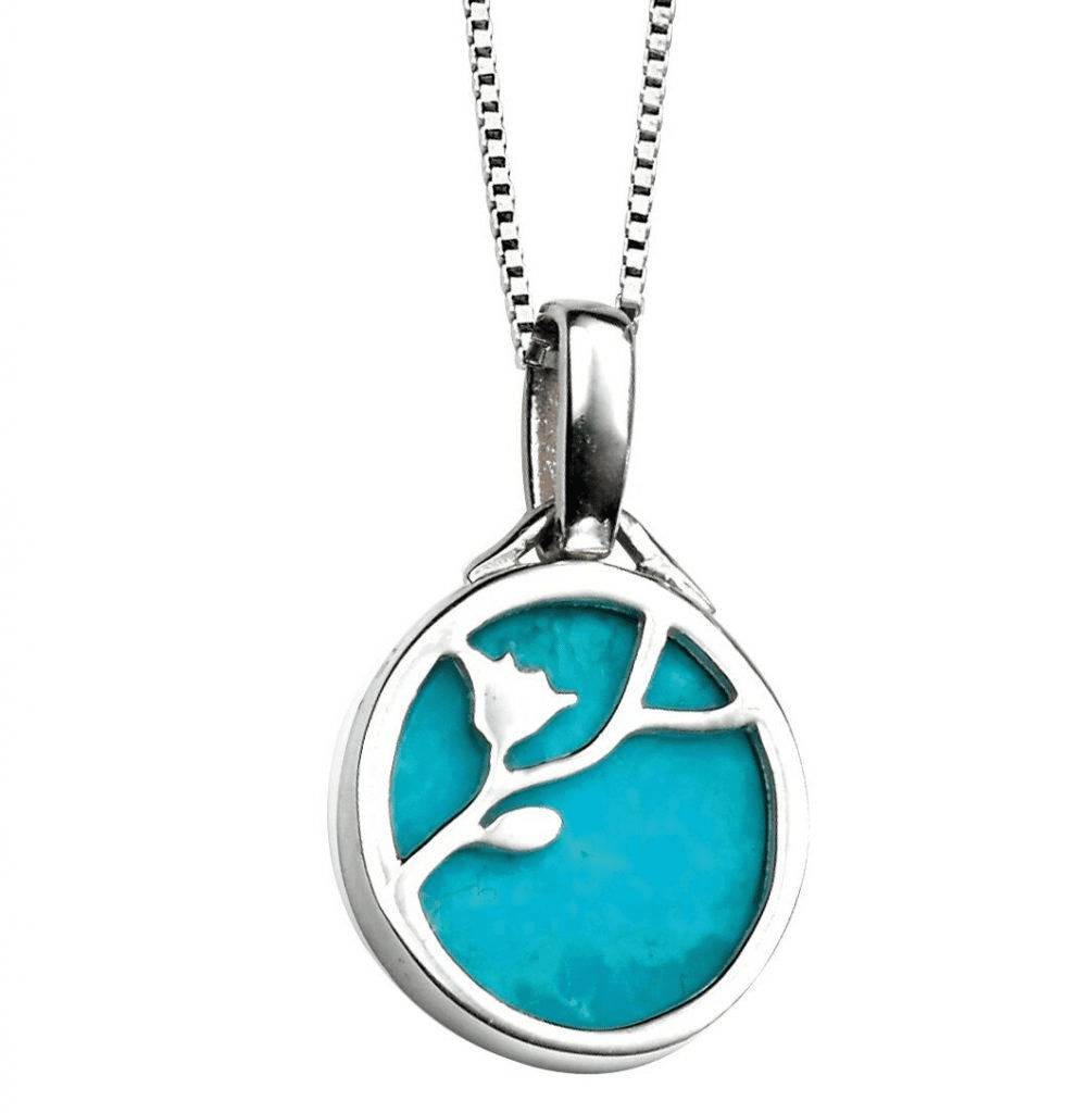 Round turquoise sterling silver necklace