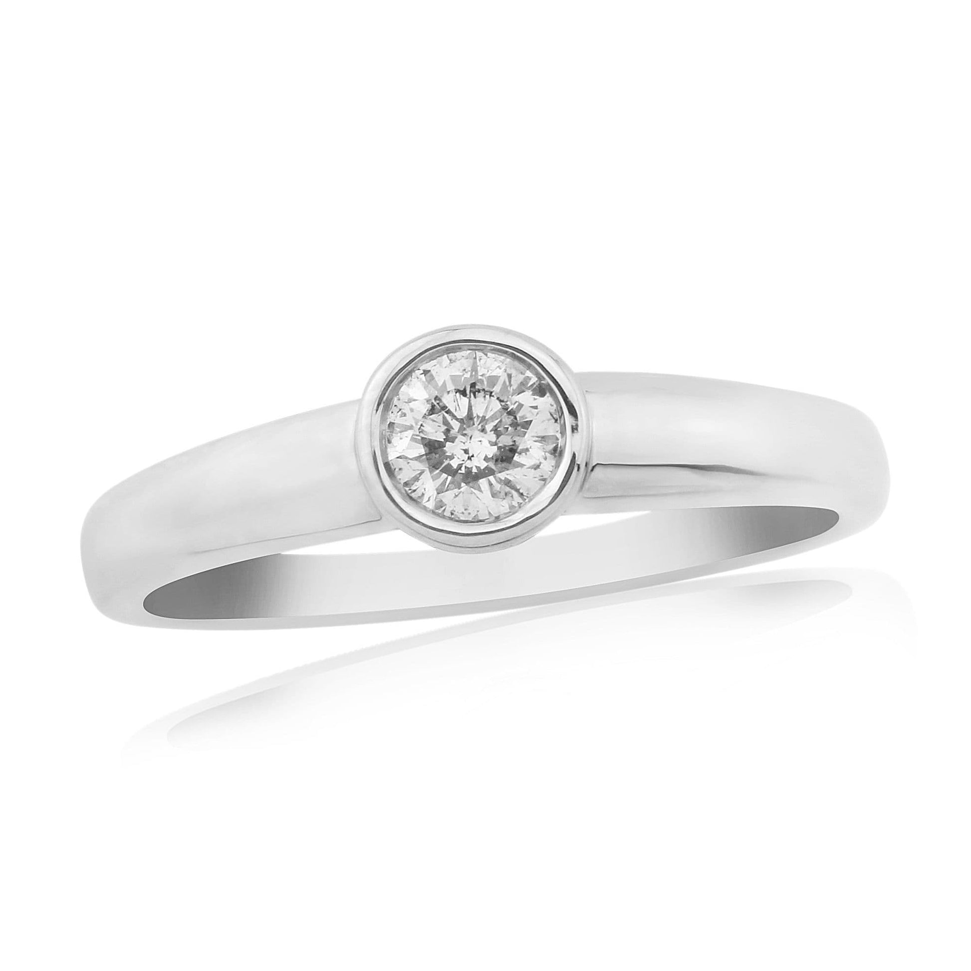 Engagement ring quarter carat diamond rubbed over solitaire single stone white gold 25 points