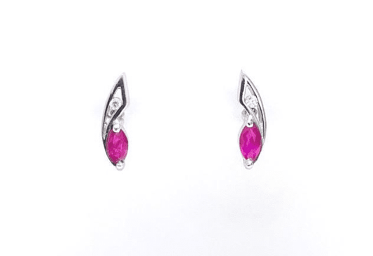 Ruby and diamond white gold stud earrings