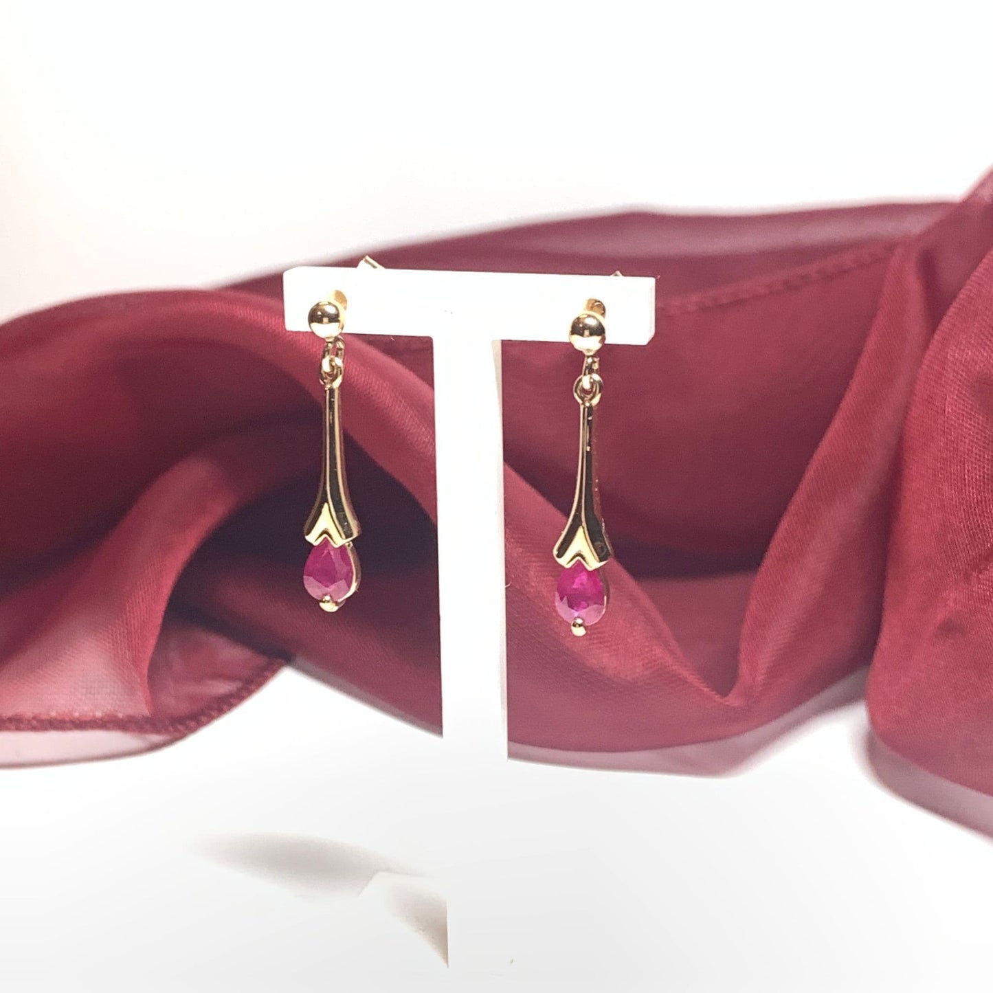 Ruby Yellow Gold Drop Earrings