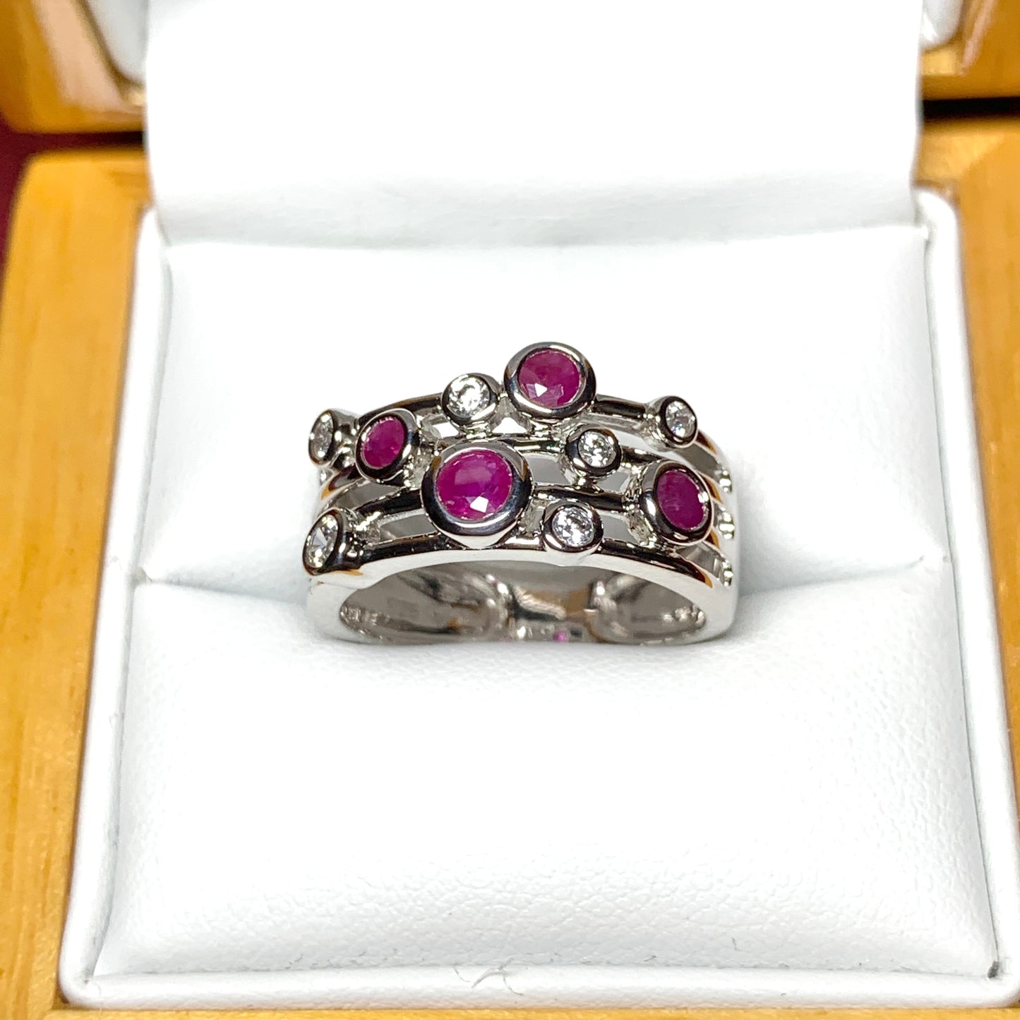 Ruby and cubic zirconia cocktail ring