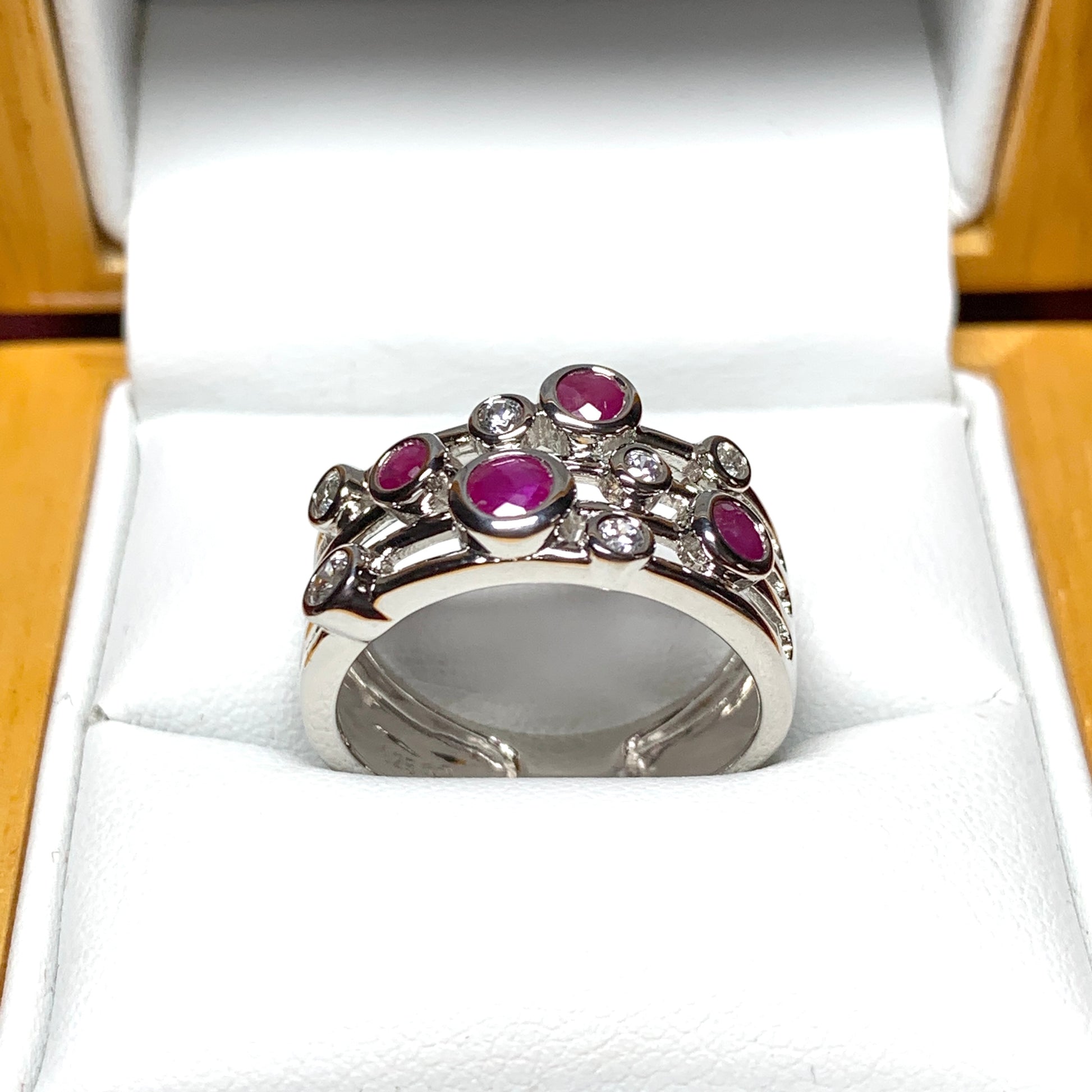 Ruby and cubic zirconia cocktail ring