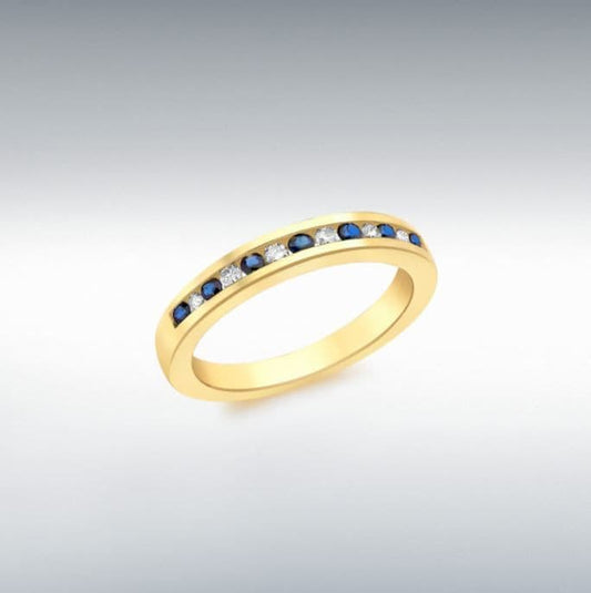 Sapphire And Diamond Channel Set Yellow Gold Eternity Ring