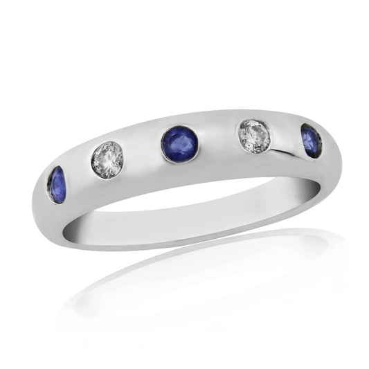 Sapphire And Diamond White Gold Eternity Ring