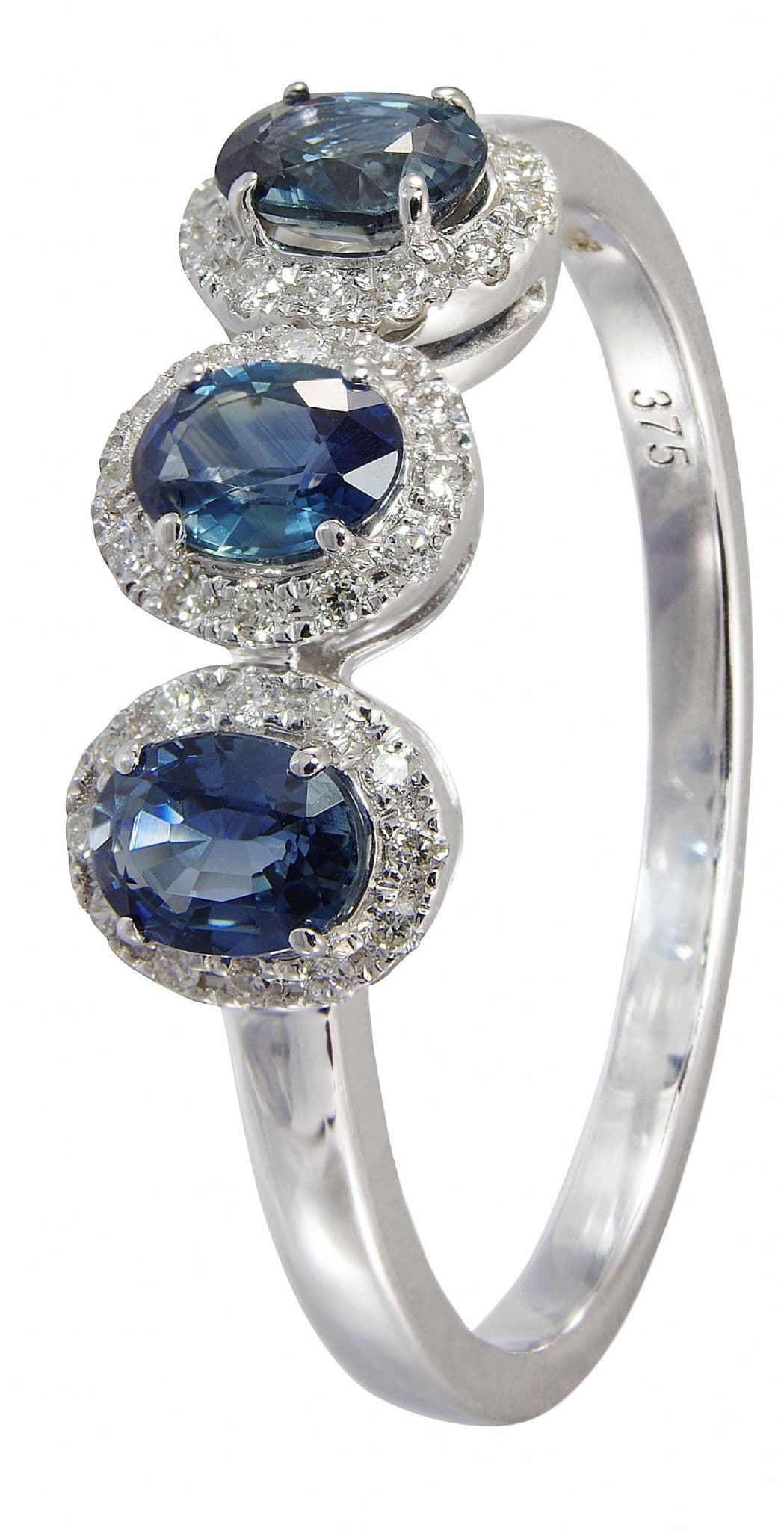 Sapphire White Gold Fancy Trilogy Dress Ring