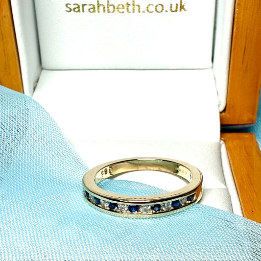 Sapphire And Diamond Channel Set Yellow Gold Eternity Ring