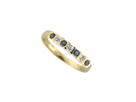 Sapphire and diamond eternity ring yellow gold