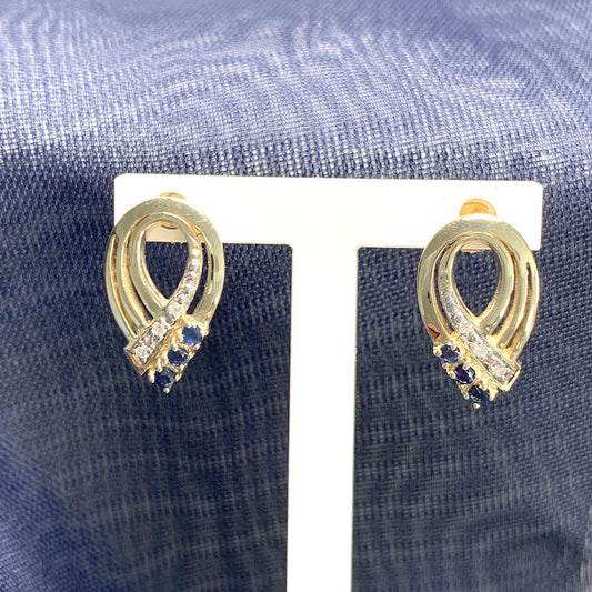 Yellow Gold Fancy Pierced Sapphire And Diamond Earrings
