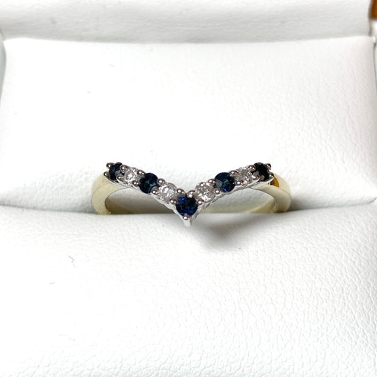 Yellow Gold Sapphire And Diamond Wishbone Ring