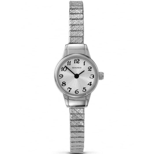 4472 Sekonda Watch Ladies Silver Plated Expanding Bracelet Clear Silver Dial