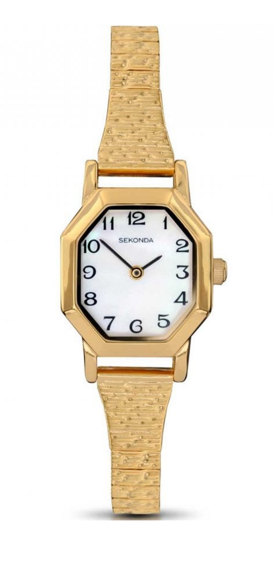 4265 Sekonda watch ladies gold plated expanding bracelet with white Arabic dial