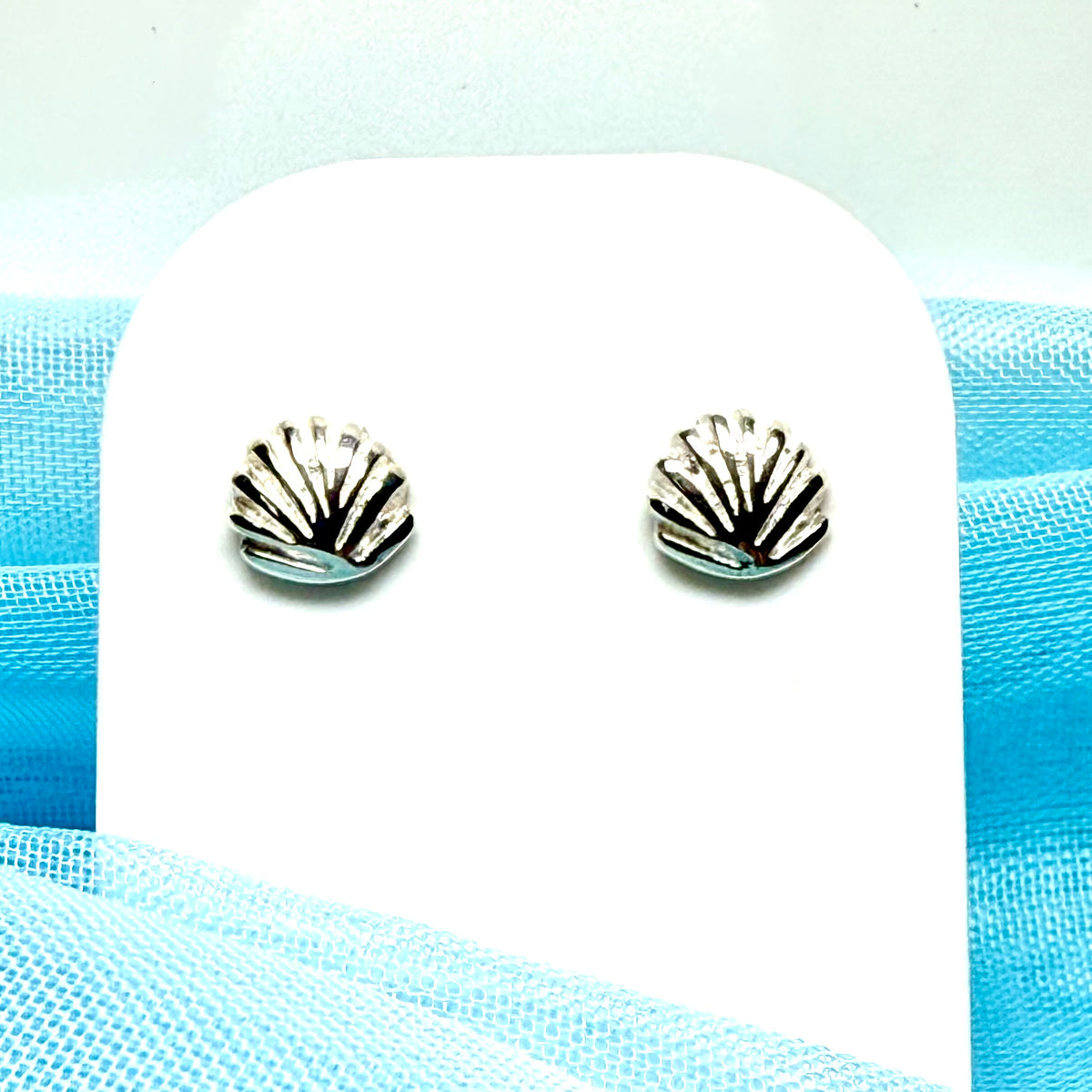 Shell stud earrings sterling silver