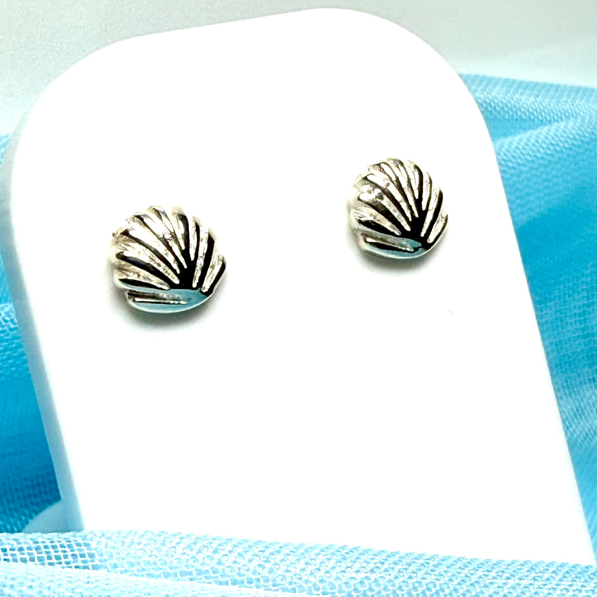 Shell stud earrings sterling silver
