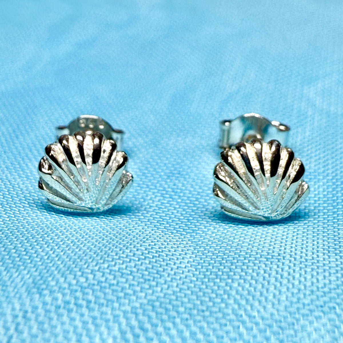Shell stud earrings sterling silver