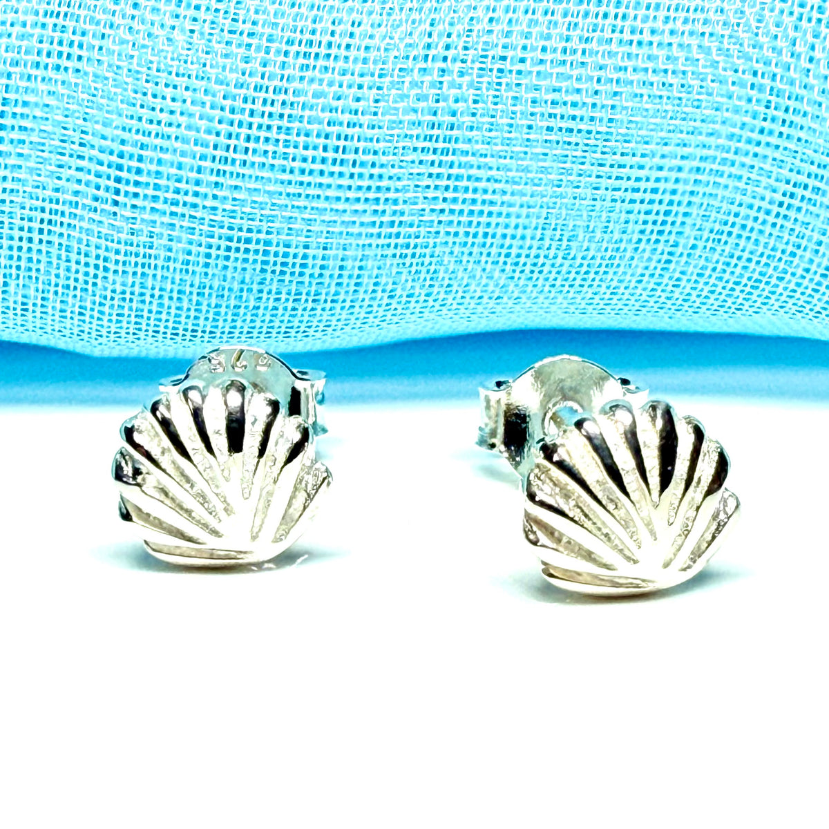 Shell stud earrings sterling silver