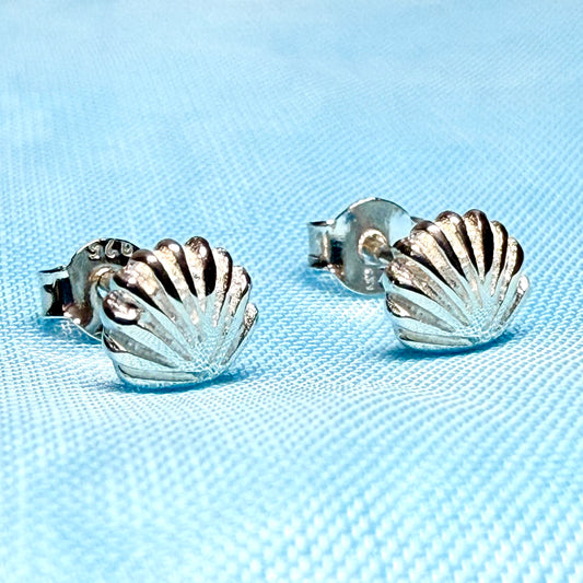Shell stud earrings sterling silver