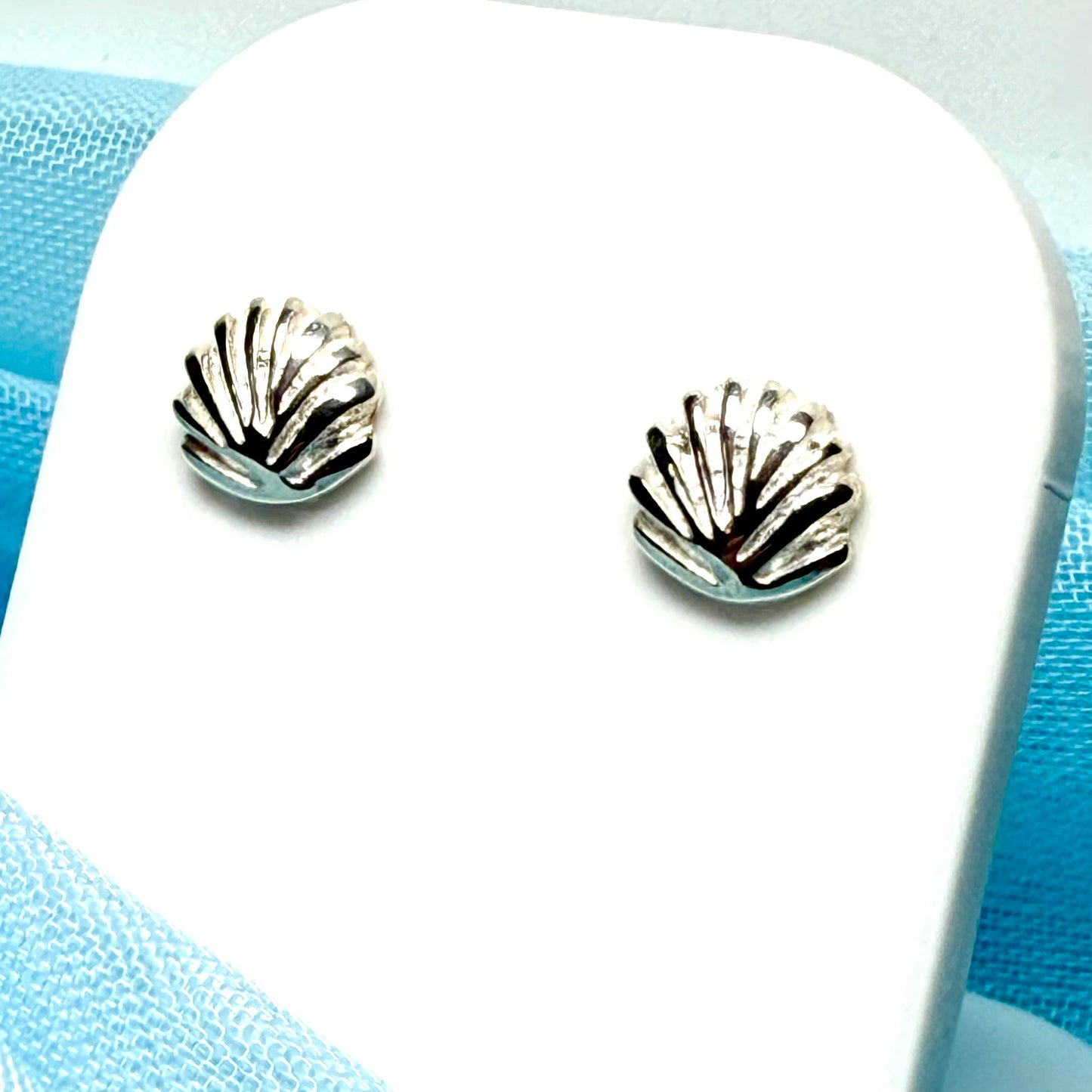 Shell stud earrings sterling silver