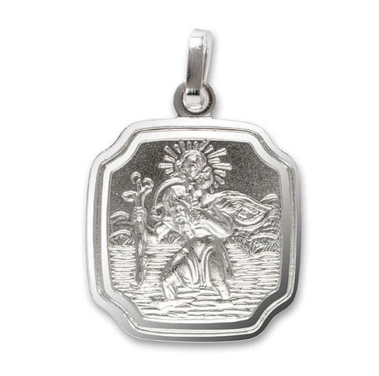 Silver Cushion Shaped St. Christopher Curved Corners 16 mm