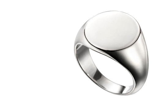 Silver men’s extra heavyweight rounded oval signet ring
