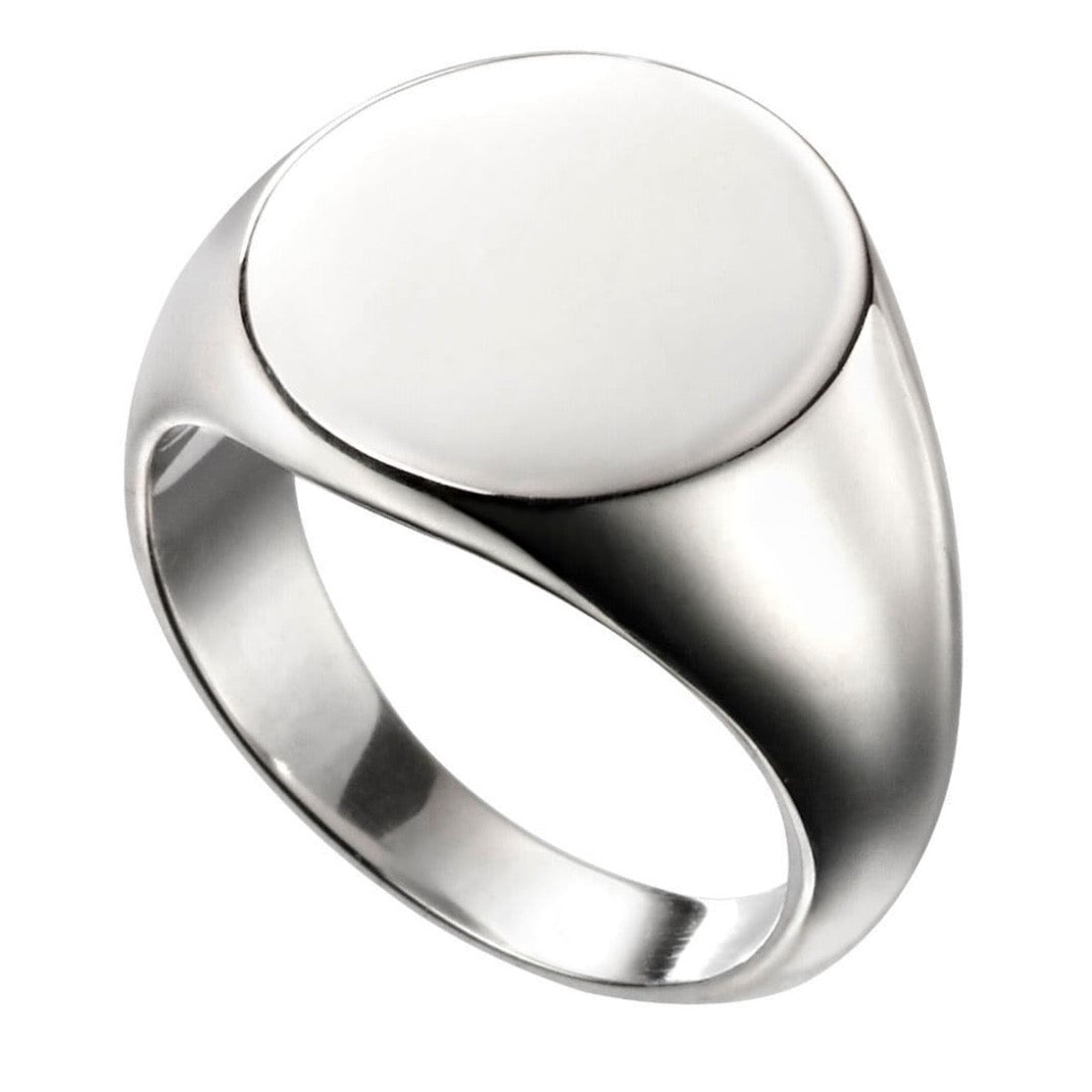 Silver men’s extra heavyweight rounded oval signet ring