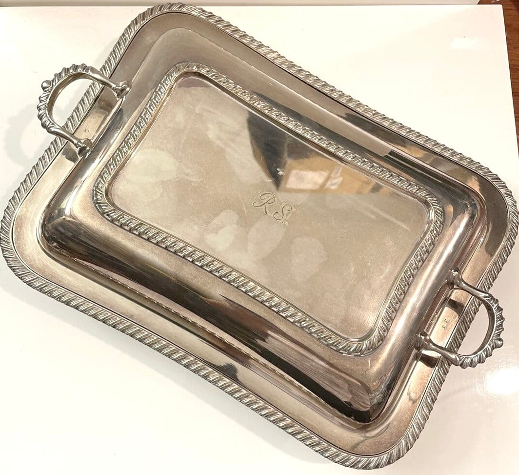 Silver plated serving tray with handles - Pre Loved