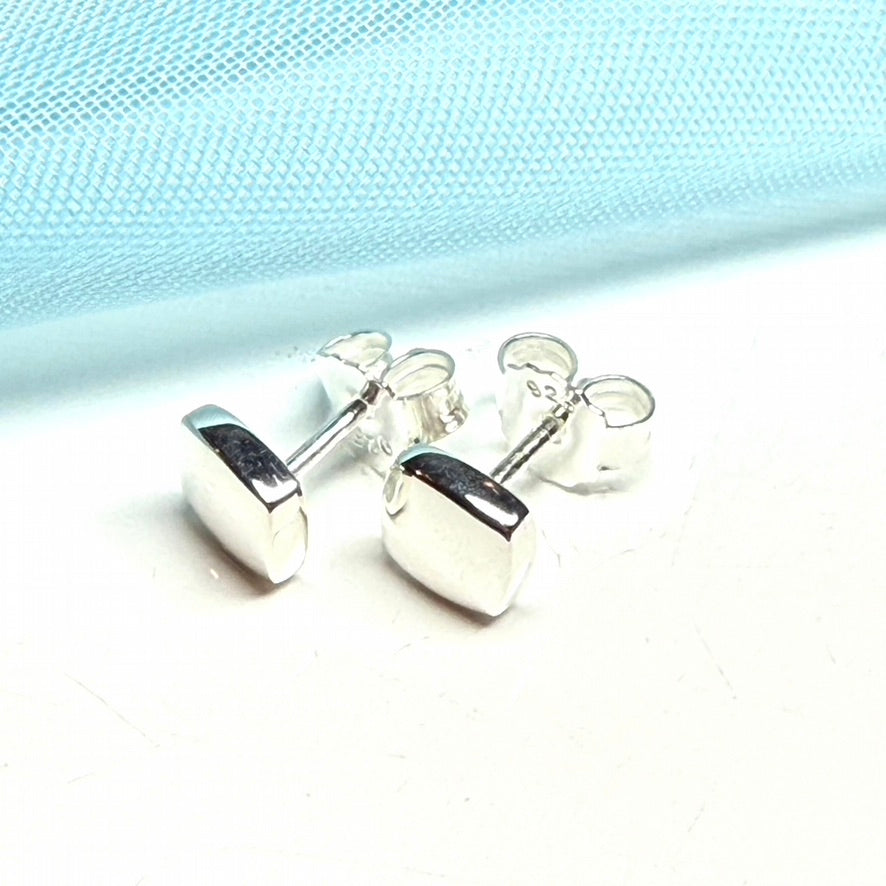 Sterling Silver Polished Cushion Shaped Stud Earrings