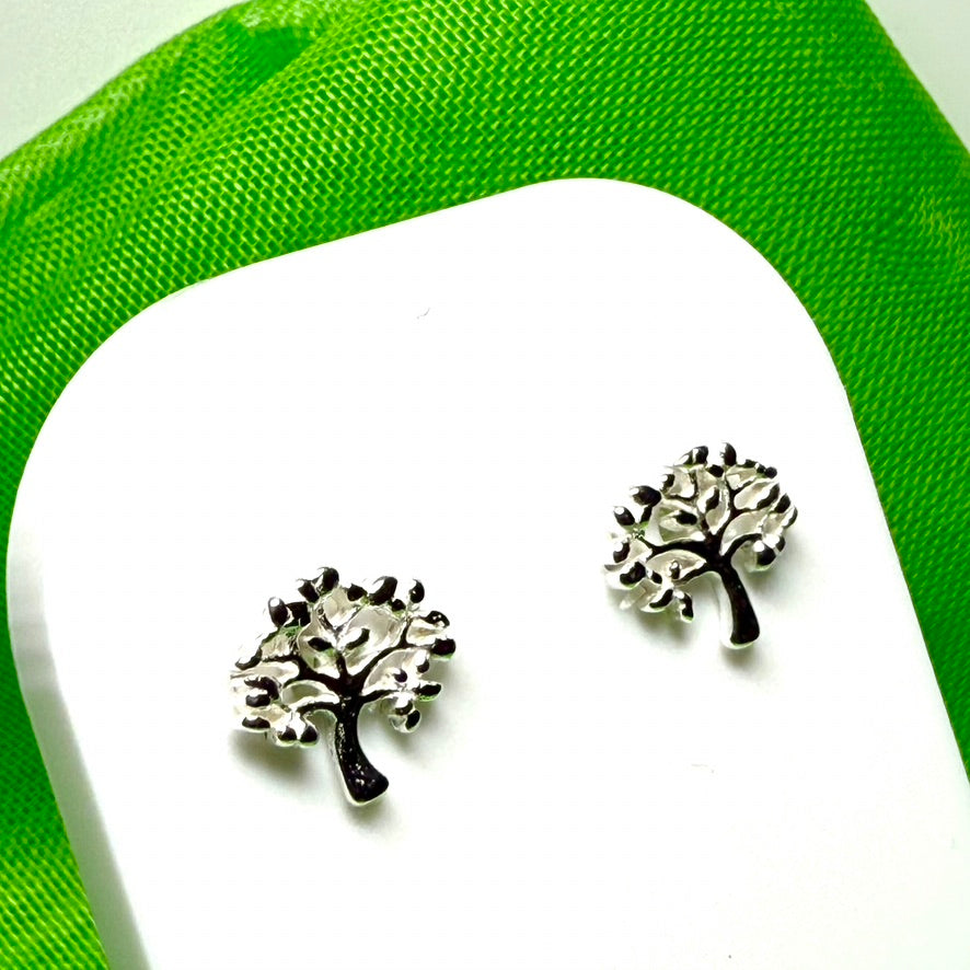 Sterling Silver Tree Of Life Stud Earrings