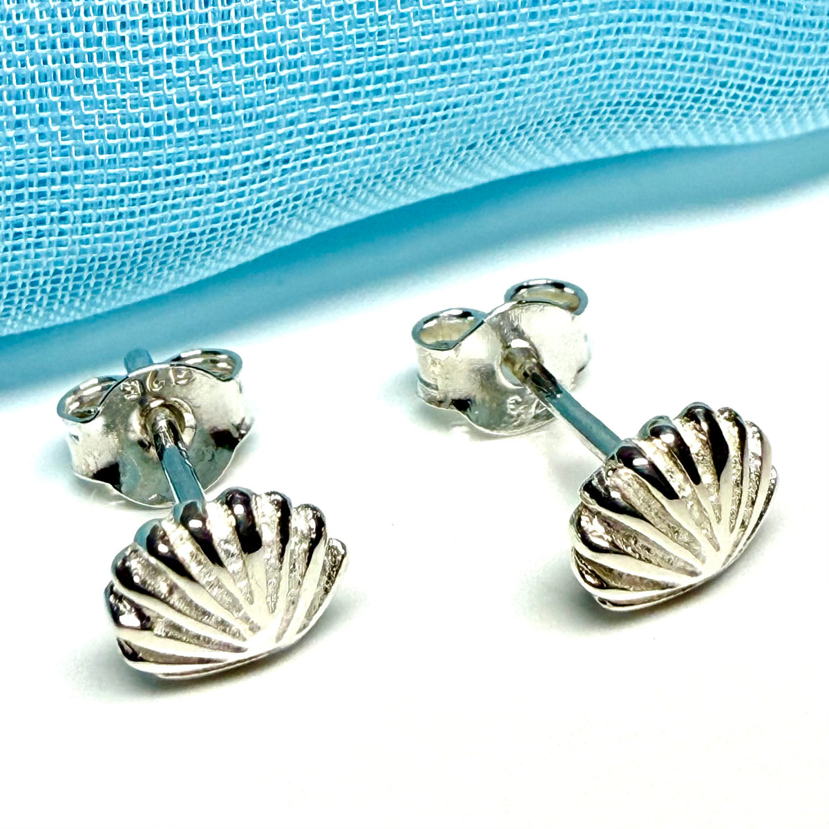 Shell stud earrings sterling silver